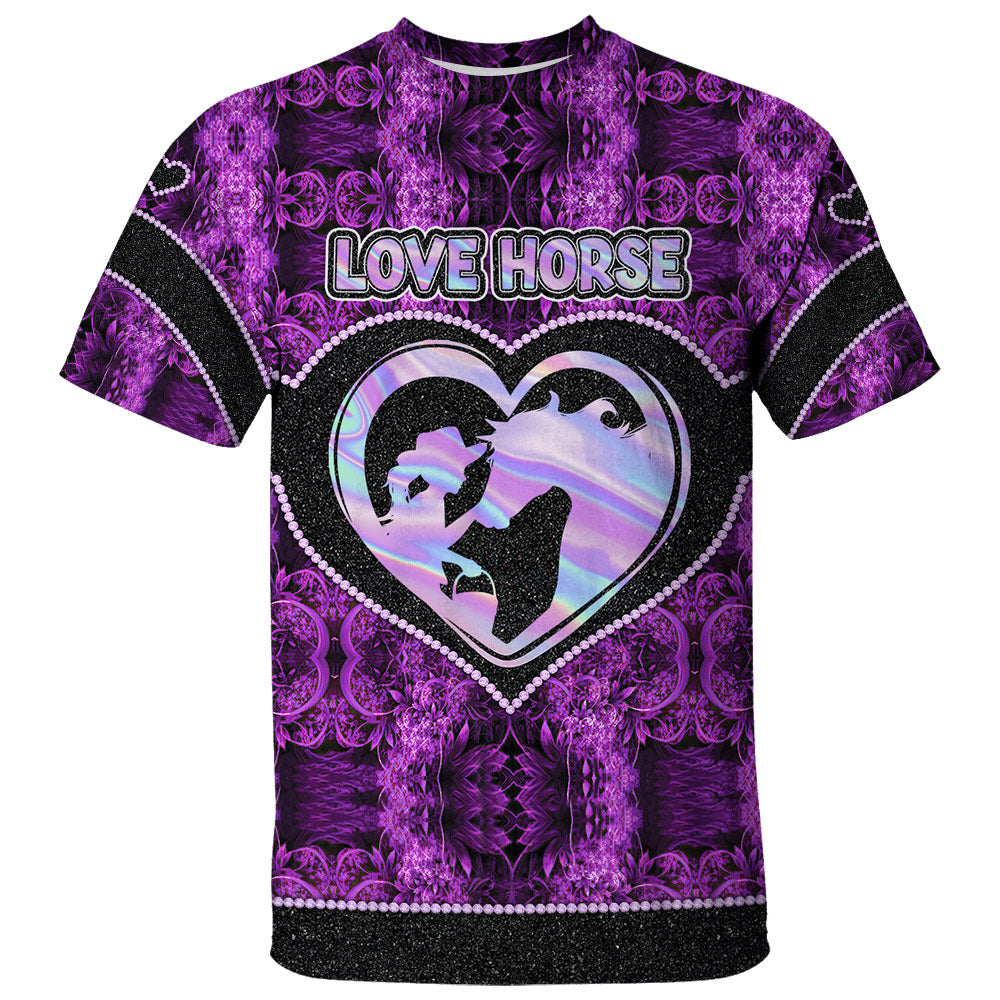 Love Horse Violet All Over Print Shirts, 3D Hoodie, Legging Set For Horse Lovers