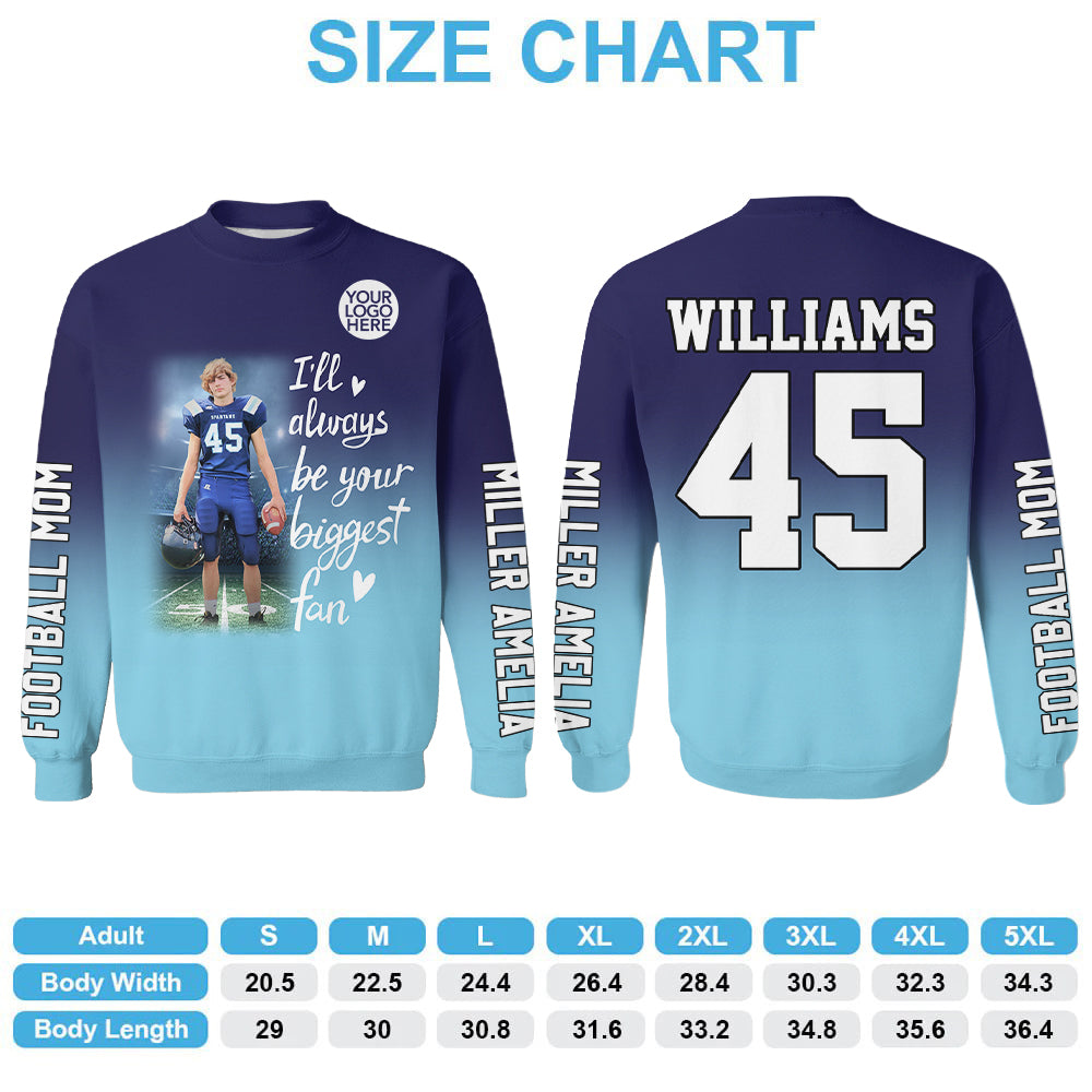 I Will Always Be Your Biggest Fan Personalized All Over Print Shirt For Football Mom Grandma Sport Family Na02
