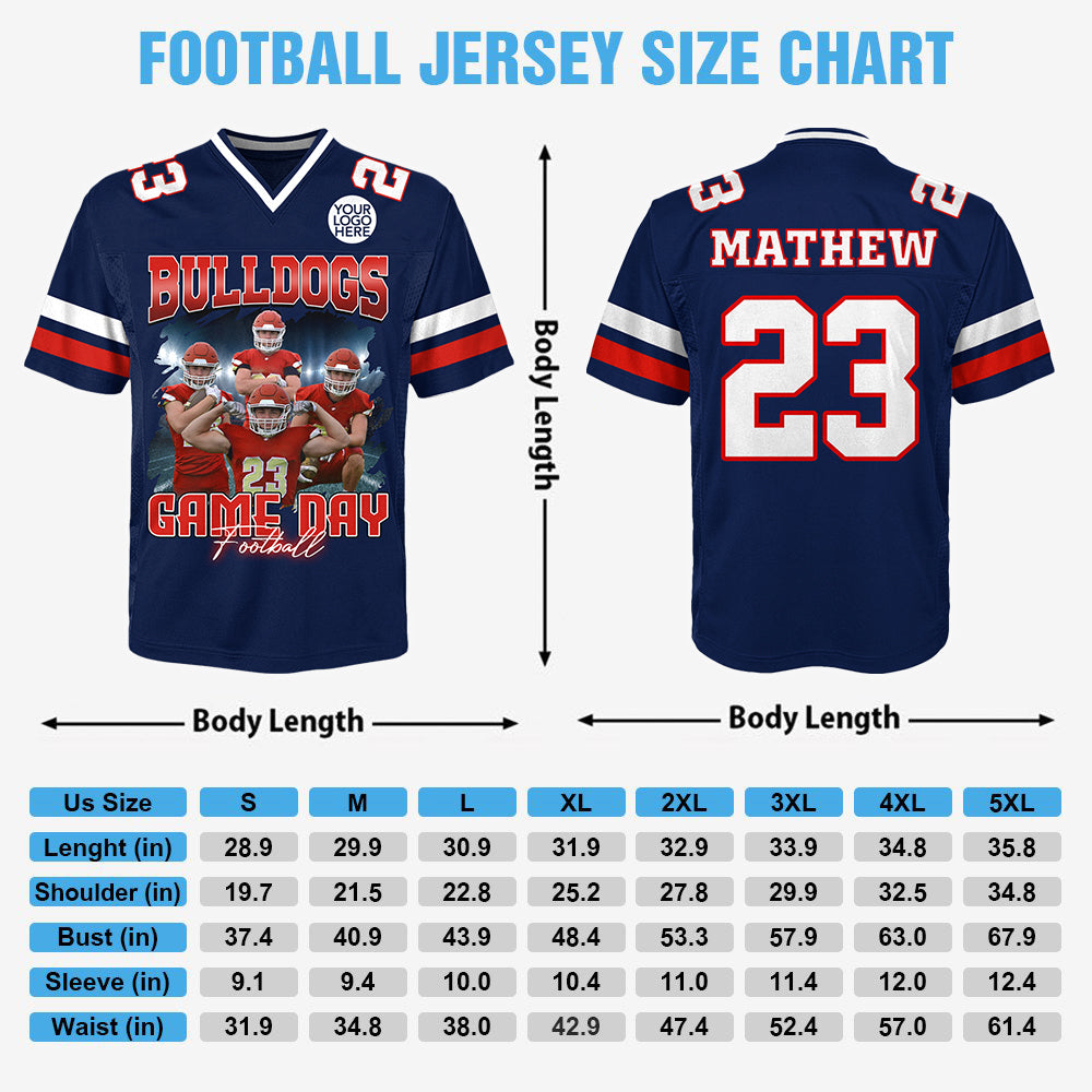 Custom Photo Football Game Day Personalized Football Jersey Shirt Custom Team Name
