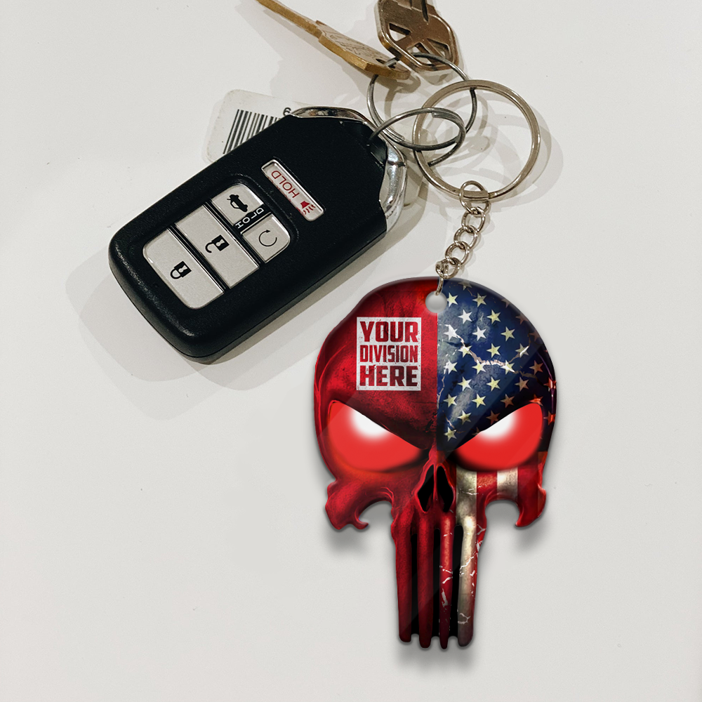 Gift For Veteran Custom Division Personalized Skull-Keychain K1702