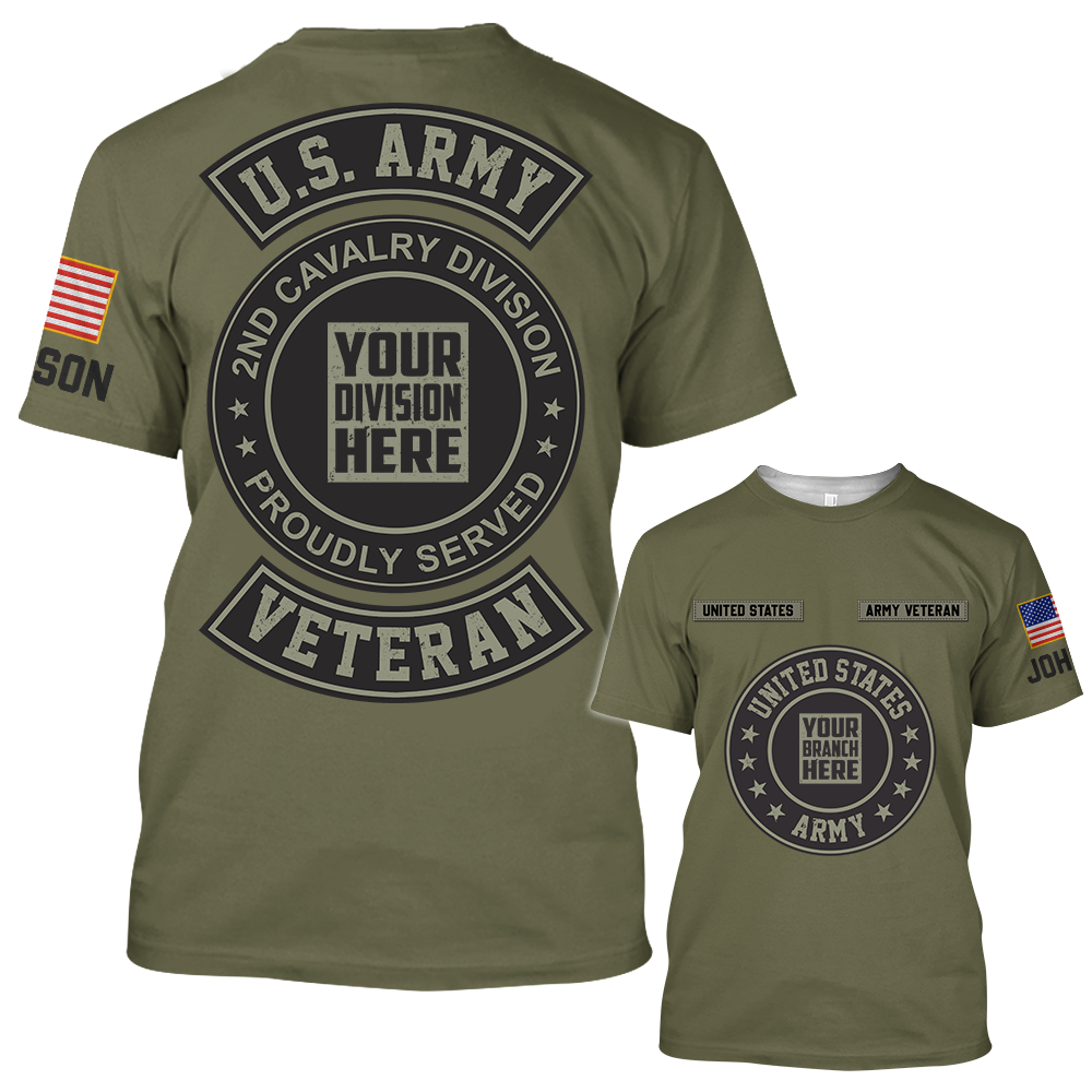 US Military Veteran Custom Branch Logo Division Personalized All Over Print For Veteran K1702