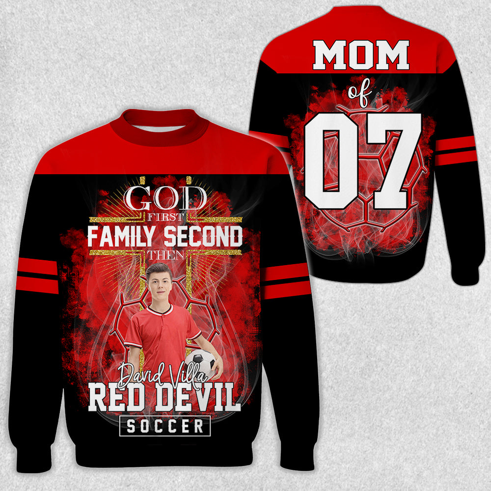 God First Family Second Then Soccer Personalized Photo All Over Print Shirt For Soccer Lovers