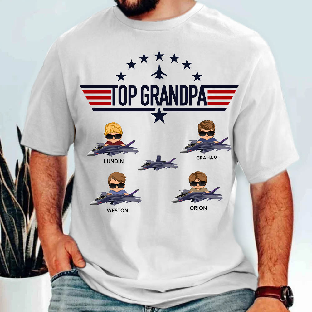 Top Gun Top Dad Personalized T-Shirt For Father Grandpa