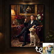 Personalized Dogfather Pet Portrait Canvas – Custom Upload Photo Dog Poster