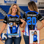 Personalized Volleyball Mom Shirt, I’ll Always Be Your Biggest Fan, Custom Photo Player, Name & Number All Over Print Game Day Shirt for Mom Grandma Family T24