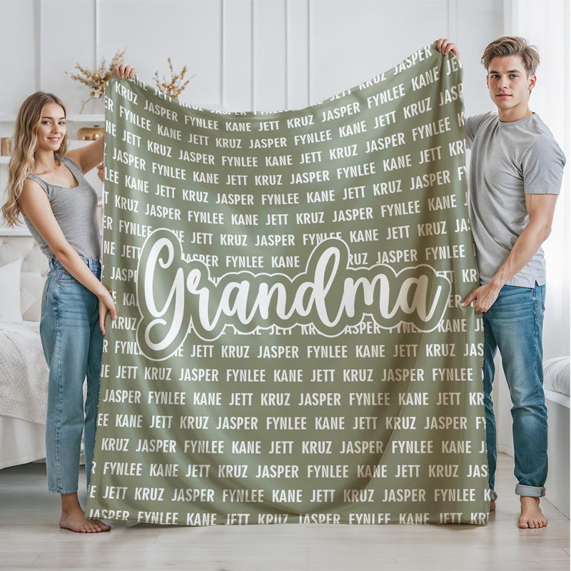 Grandma & Grandpa Blanket, Custom Name Blanket, Fleece, Sherpa Blanket, Personalized Family Name Blanket