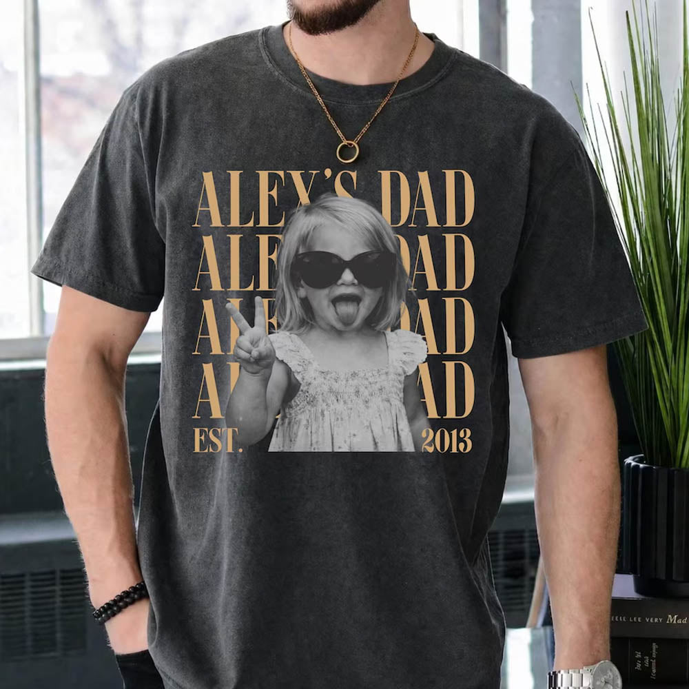 Custom Dad Vintage Photo Shirt: Personalized Fathers Day Shirt With Kids Photo, Funny Dad Shirt, Best Dad Ever Shirt, New Dad Gift