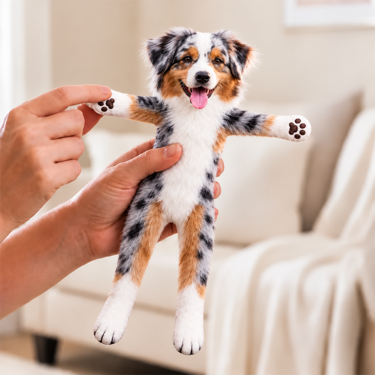 Personalized Australian Shepherd Photo Pet Squishy Toy Poseable Plush Doll, Funny Gift For Dog Mom, Dad, Pet Lover T1807 T24 TL06