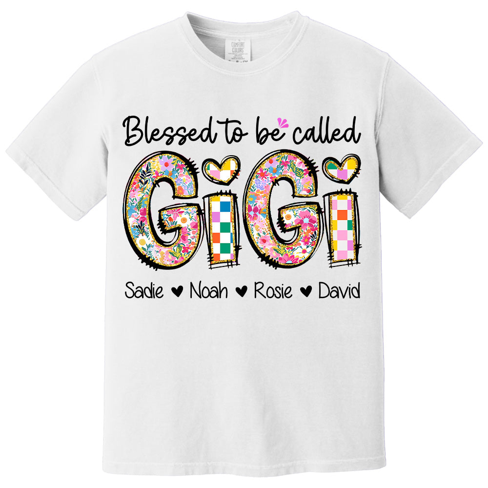 Blessed To Be Called GiGi, Personalized Grandmother T-Shirt with Grandkids' Names, Gift for Mother's Day T1807 Nv01