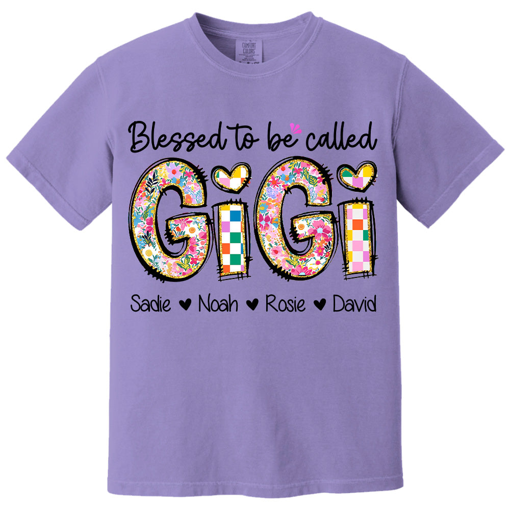 Blessed To Be Called GiGi, Personalized Grandmother T-Shirt with Grandkids' Names, Gift for Mother's Day T1807 Nv01