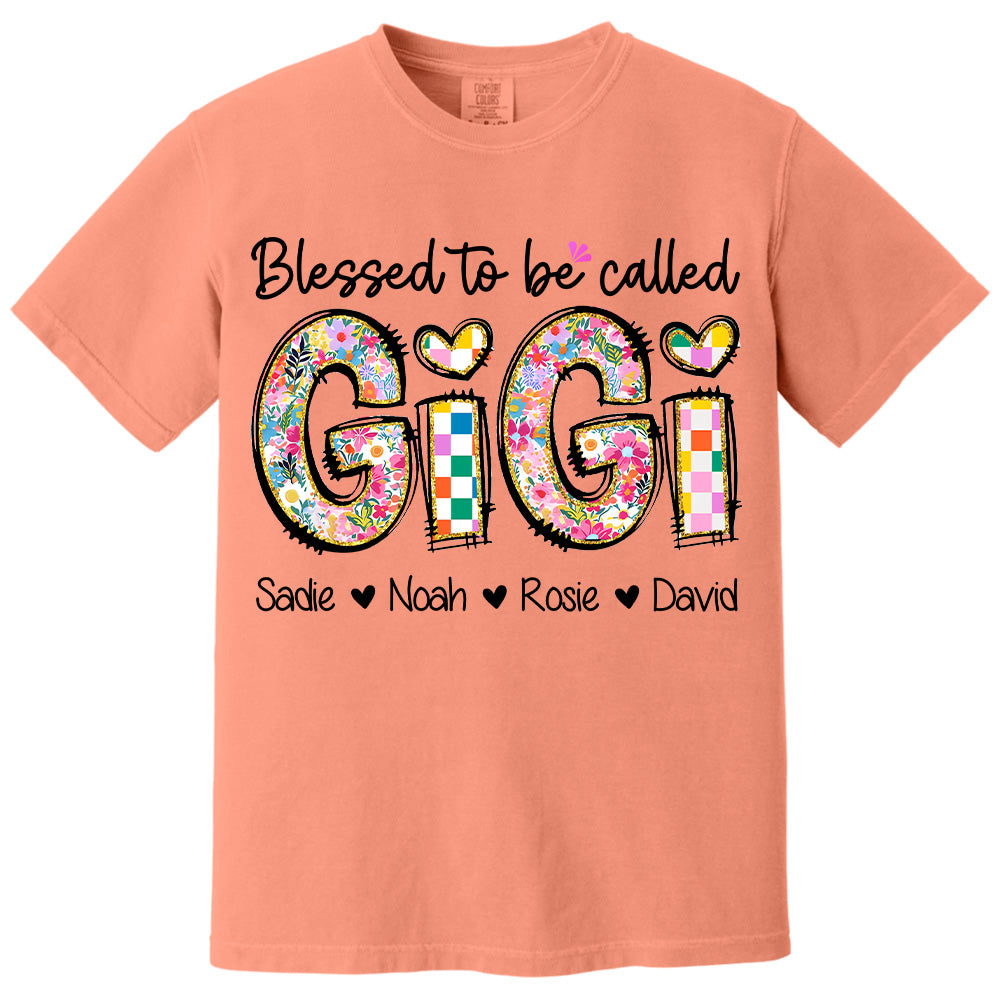 Blessed To Be Called GiGi, Personalized Grandmother T-Shirt with Grandkids' Names, Gift for Mother's Day T1807 Nv01