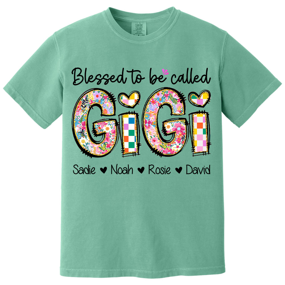 Blessed To Be Called GiGi, Personalized Grandmother T-Shirt with Grandkids' Names, Gift for Mother's Day T1807 Nv01