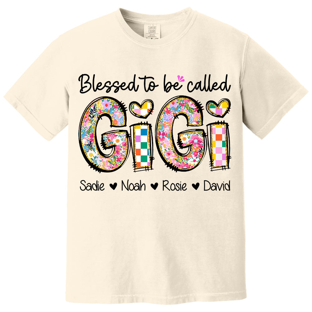 Blessed To Be Called GiGi, Personalized Grandmother T-Shirt with Grandkids' Names, Gift for Mother's Day T1807 Nv01