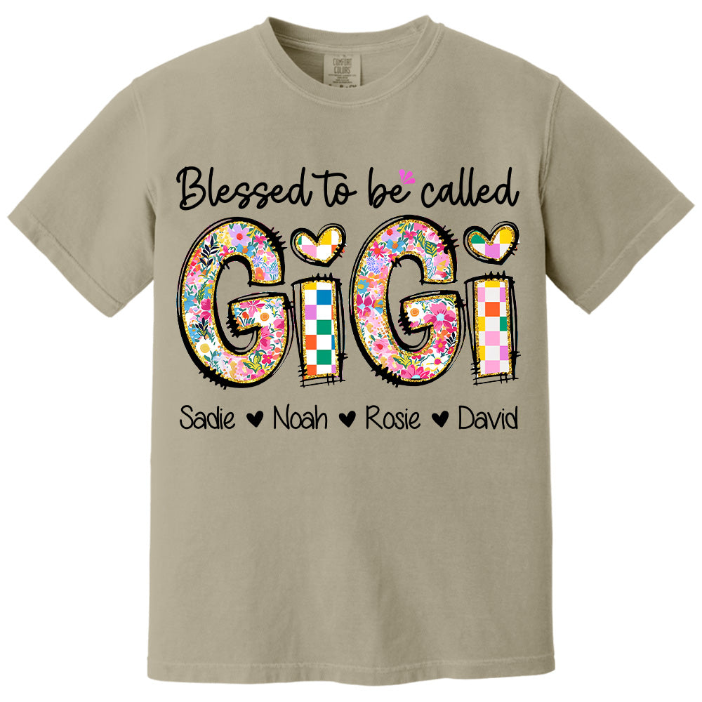Blessed To Be Called GiGi, Personalized Grandmother T-Shirt with Grandkids' Names, Gift for Mother's Day T1807 Nv01