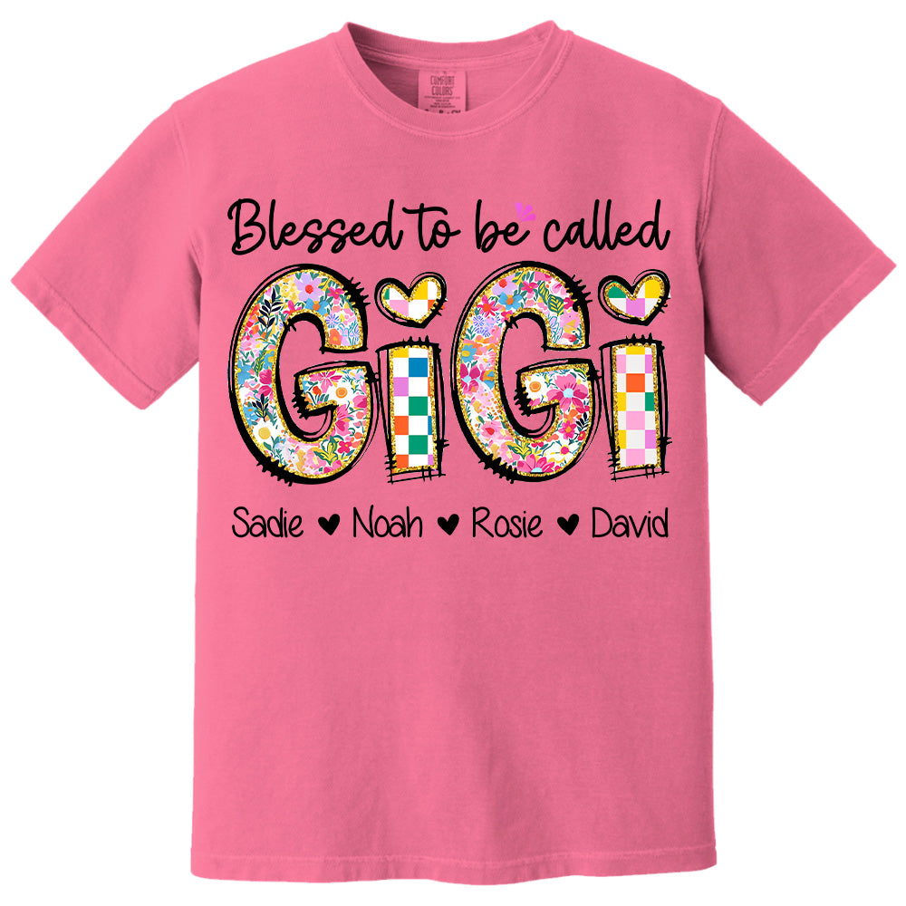 Blessed To Be Called GiGi, Personalized Grandmother T-Shirt with Grandkids' Names, Gift for Mother's Day T1807 Nv01
