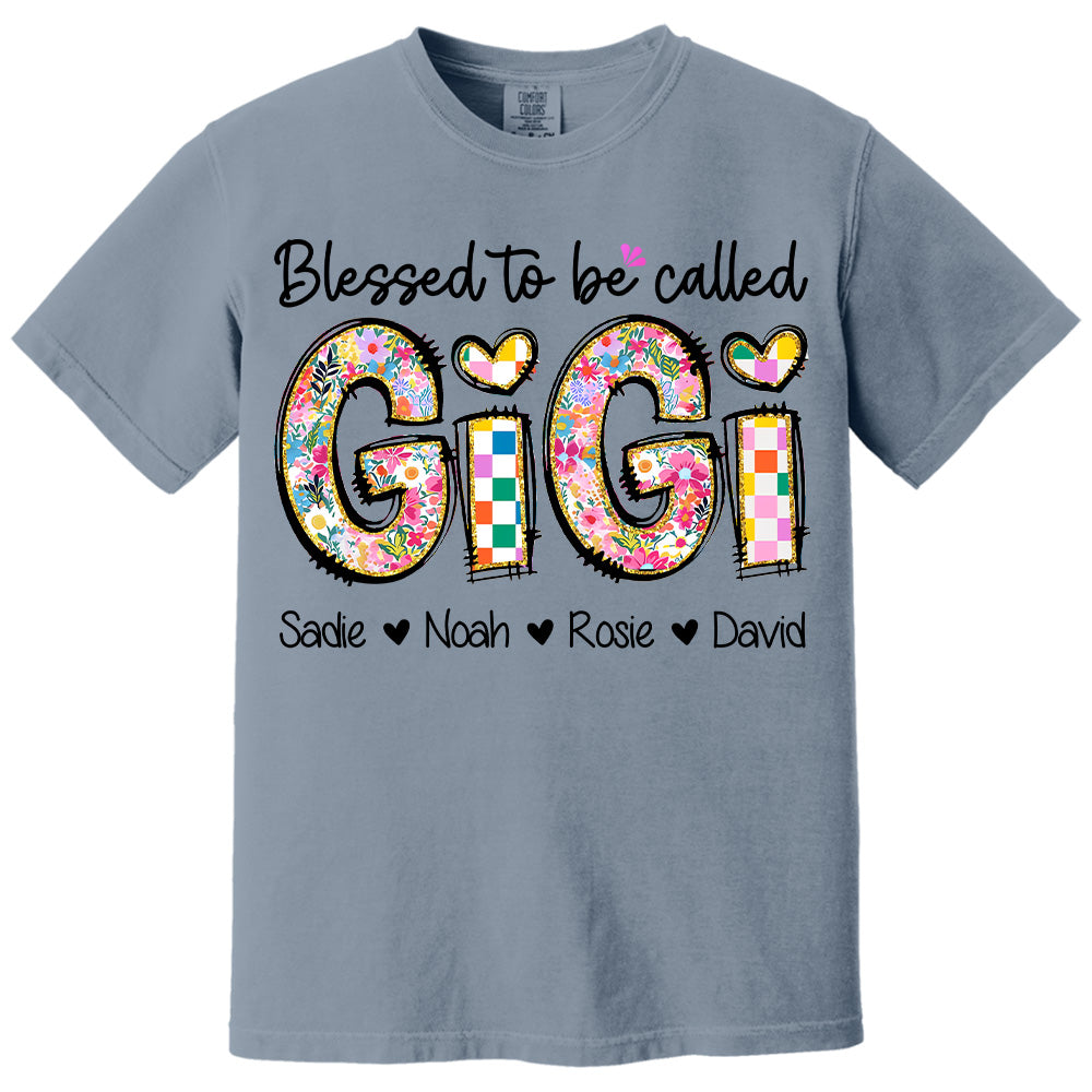 Blessed To Be Called GiGi, Personalized Grandmother T-Shirt with Grandkids' Names, Gift for Mother's Day T1807 Nv01