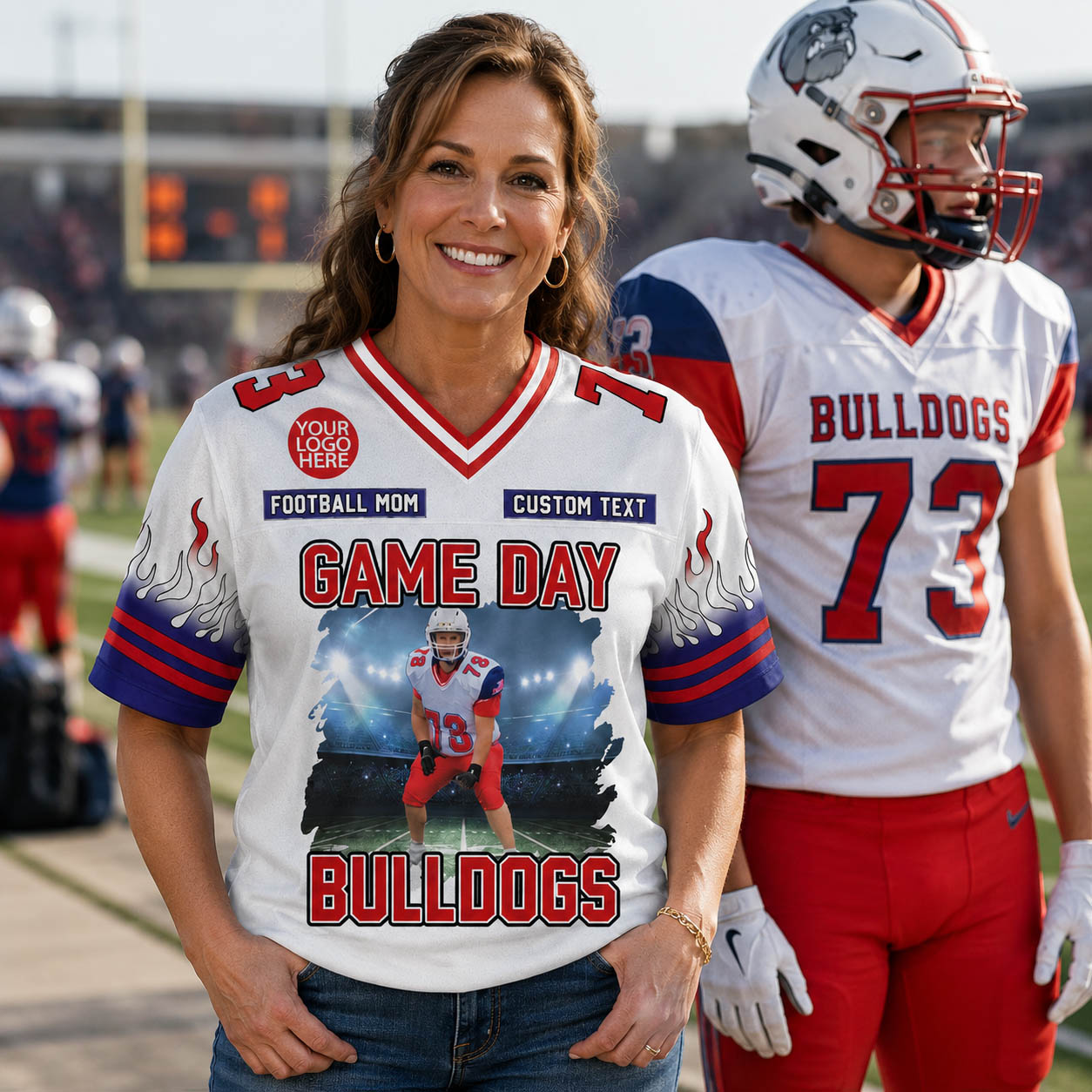 Custom Photo Football Game Day Football Jersey Gift For Football Lovers - Personalized Gift For Football Player K1702