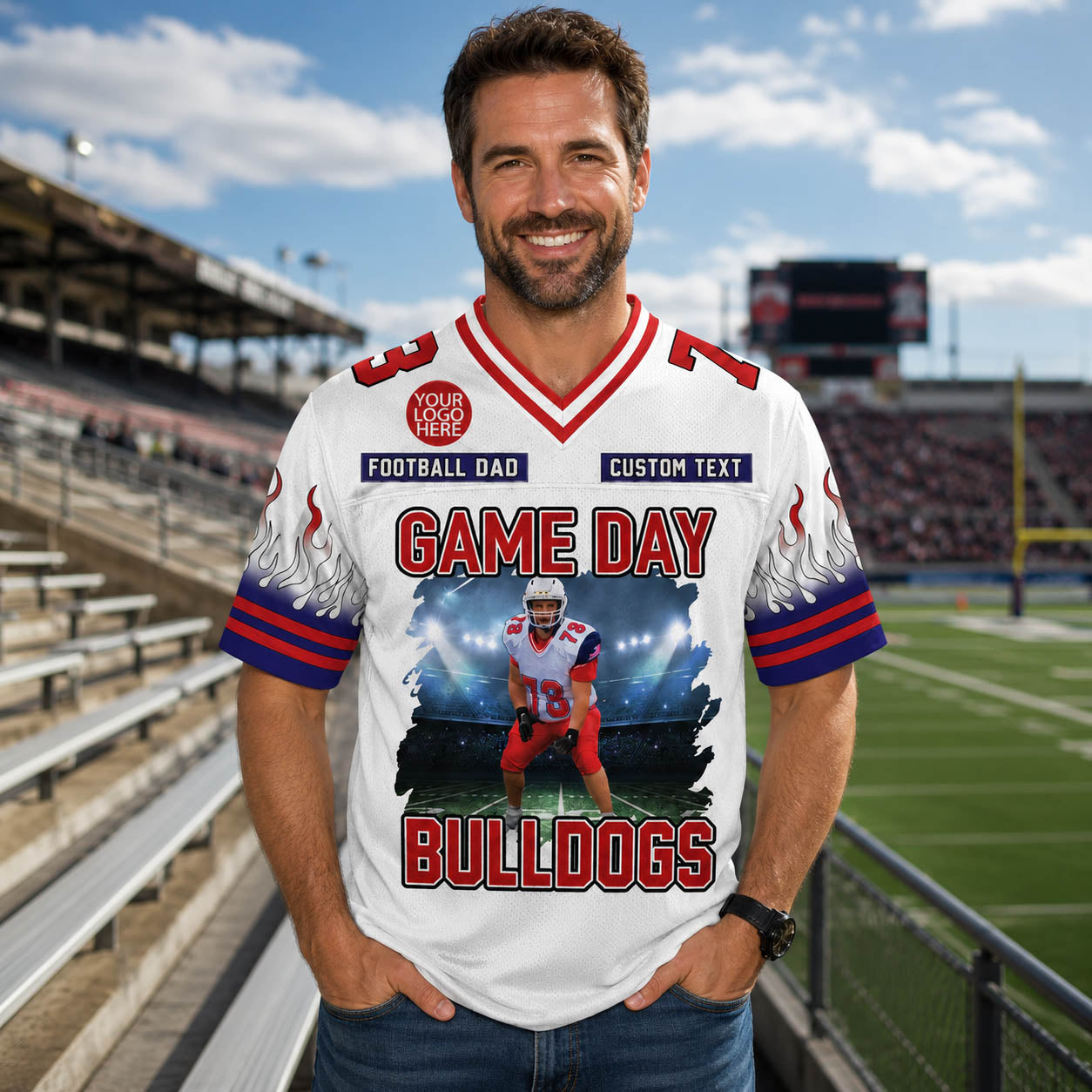 Custom Photo Football Game Day Football Jersey Gift For Football Lovers - Personalized Gift For Football Player K1702