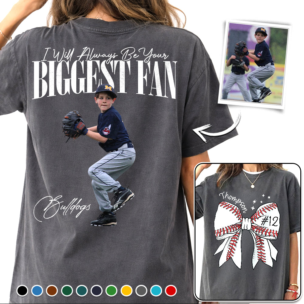 Custom Photo Baseball Shirt, Personalized Baseball Bow with Name and Jersey Number, Gift For Baseball Family, Basball Lovers A2110 Hv01