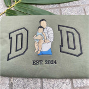 Embroidered Dad T-shirt, Embroidery Photo, Custom Embroidered Shirt, Custom Photo Shirt, Custom Picture, Fathers Day Shirt Vr3