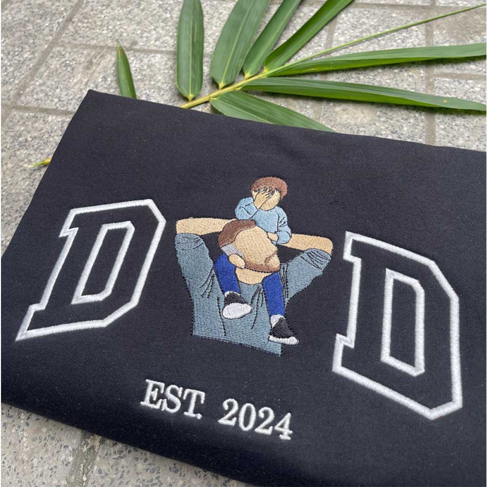 Embroidered Dad T-shirt, Embroidery Photo, Custom Embroidered Shirt, Custom Photo Shirt, Custom Picture, Fathers Day Shirt