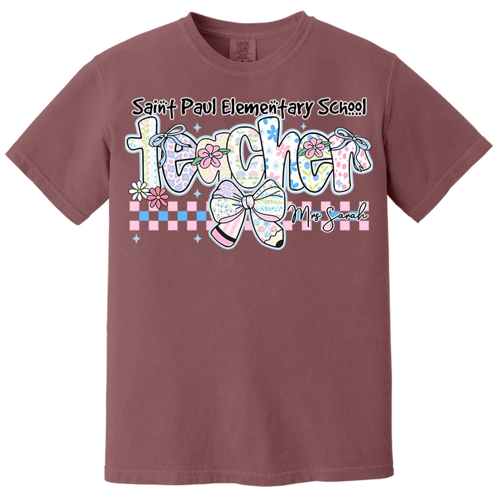 Teacher Back To School - Personalized Flower Shirt For Teacher - Custom School & Teacher Name NA04 Nh00