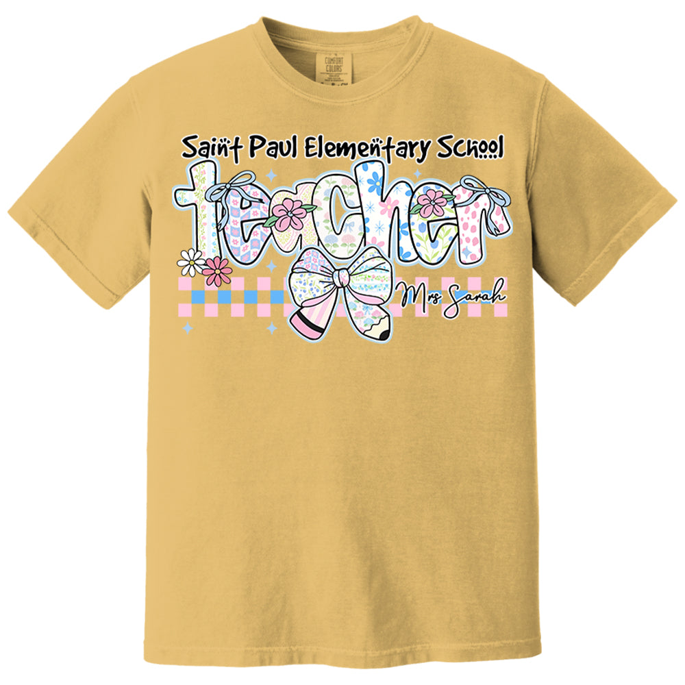 Teacher Back To School - Personalized Flower Shirt For Teacher - Custom School & Teacher Name NA04 Nh00