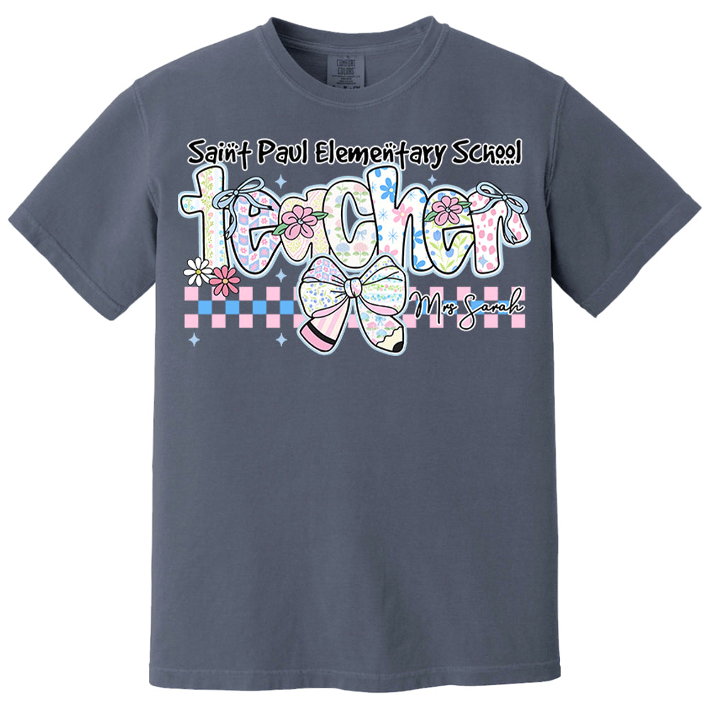 Teacher Back To School - Personalized Flower Shirt For Teacher - Custom School & Teacher Name NA04 Nh00