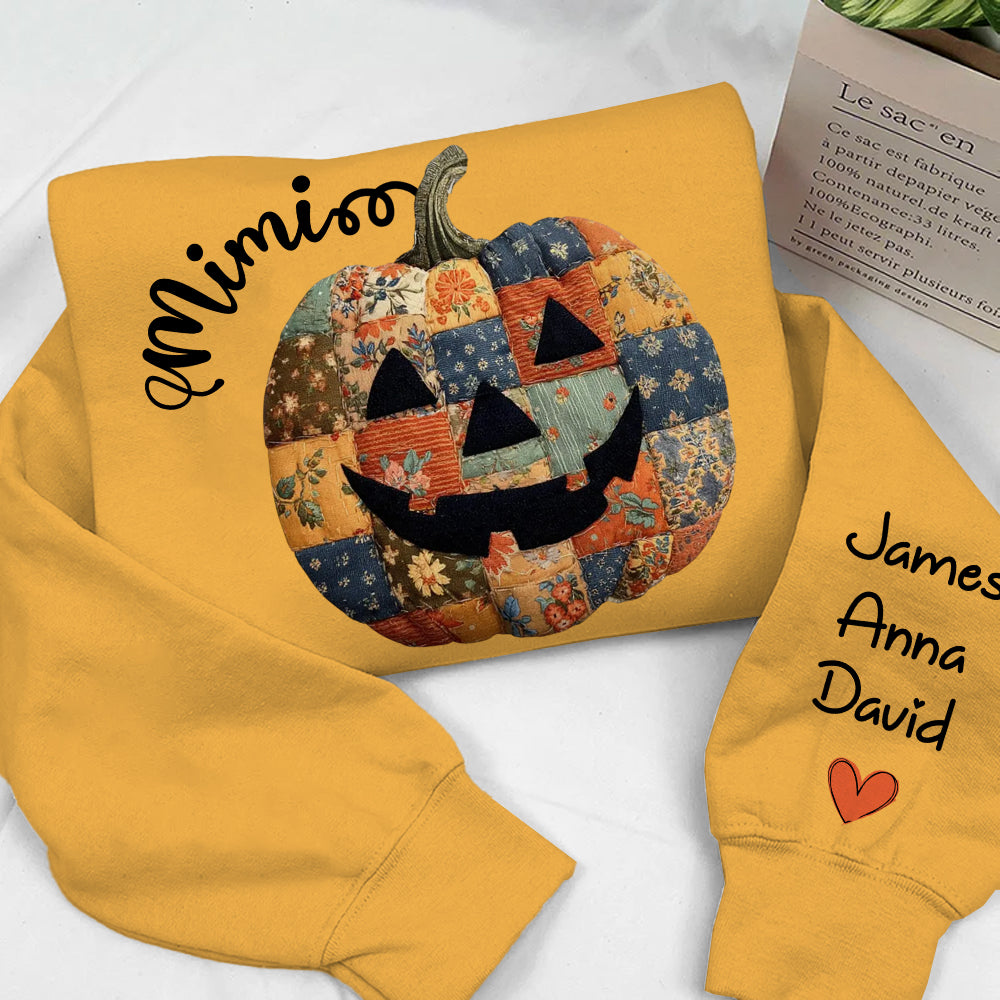 Personalized Mimi Pumpkin Sweatshirt, Custom Halloween Gift for Grandma With Grandkids' Names Nh00