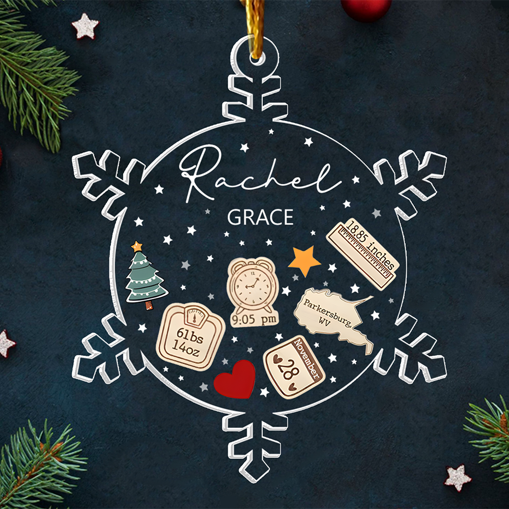 Snowflakes Baby First Christmas Personalized Acrylic Ornament Gift For Baby T0807 Pa00