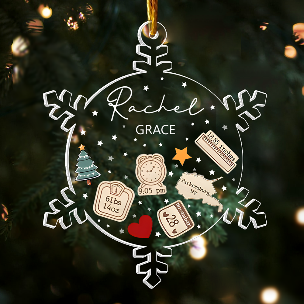 Snowflakes Baby First Christmas Personalized Acrylic Ornament Gift For Baby T0807 Pa00