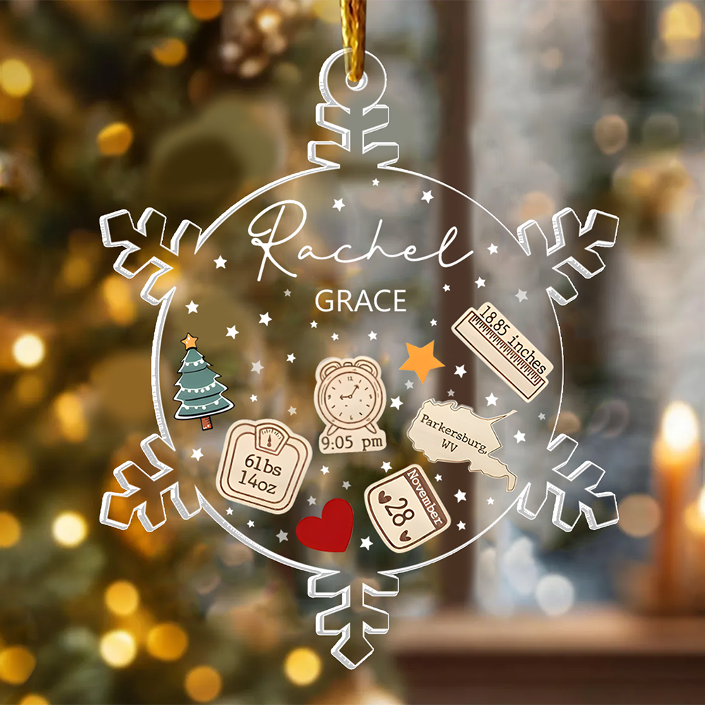 Snowflakes Baby First Christmas Personalized Acrylic Ornament Gift For Baby T0807 Pa00