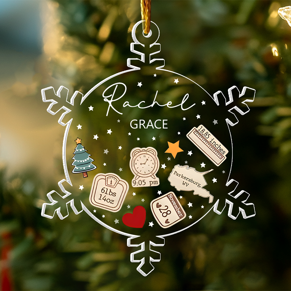 Snowflakes Baby First Christmas Personalized Acrylic Ornament Gift For Baby T0807 Pa00