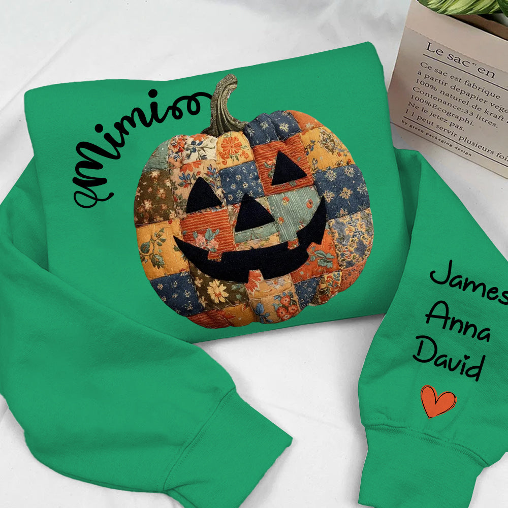 Personalized Mimi Pumpkin Sweatshirt, Custom Halloween Gift for Grandma With Grandkids' Names Nh00