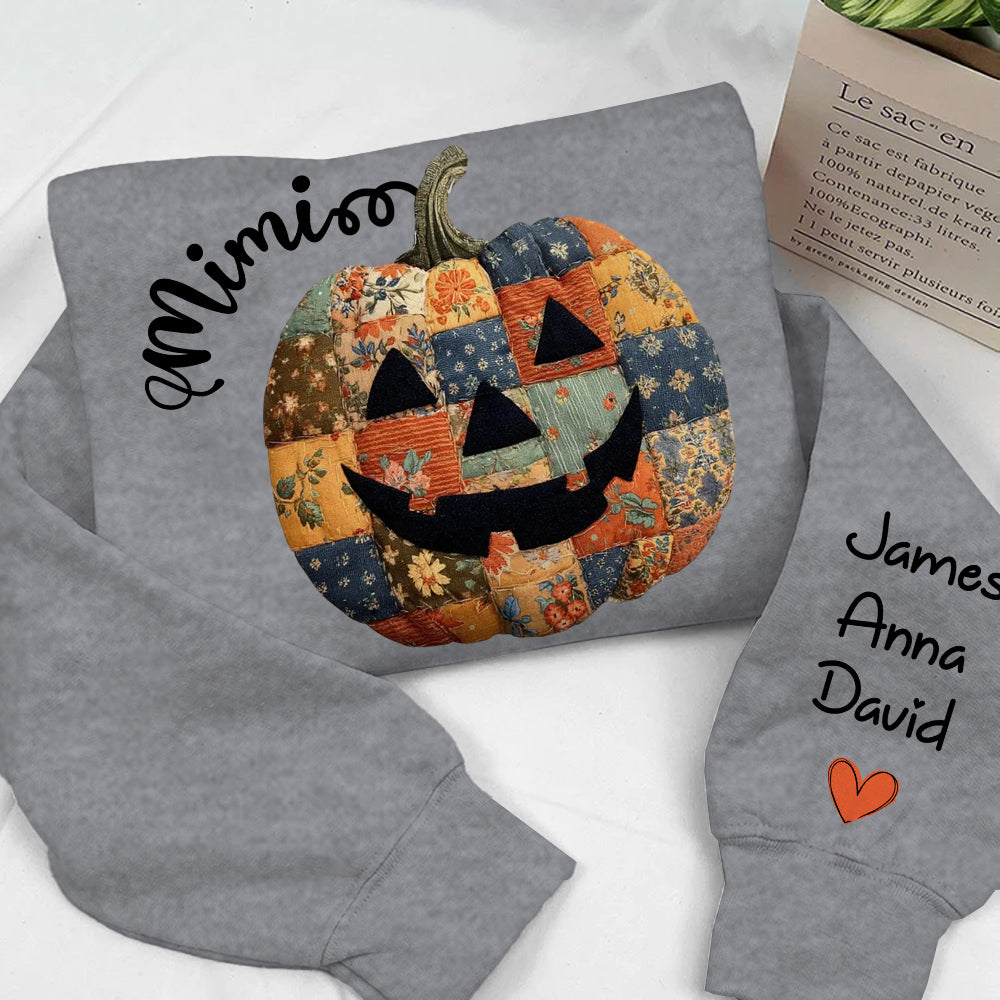 Personalized Mimi Pumpkin Sweatshirt, Custom Halloween Gift for Grandma With Grandkids' Names Nh00