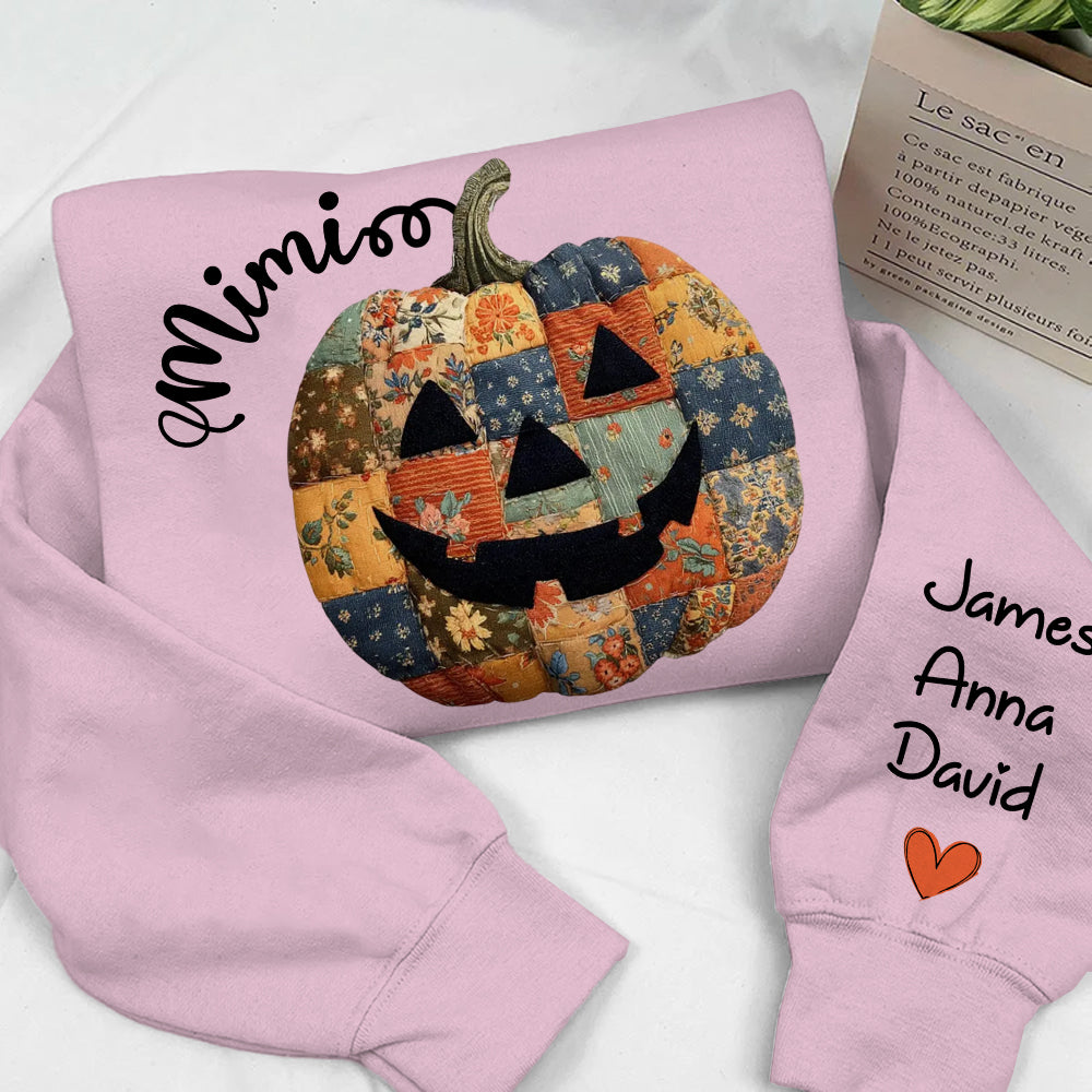 Personalized Mimi Pumpkin Sweatshirt, Custom Halloween Gift for Grandma With Grandkids' Names Nh00