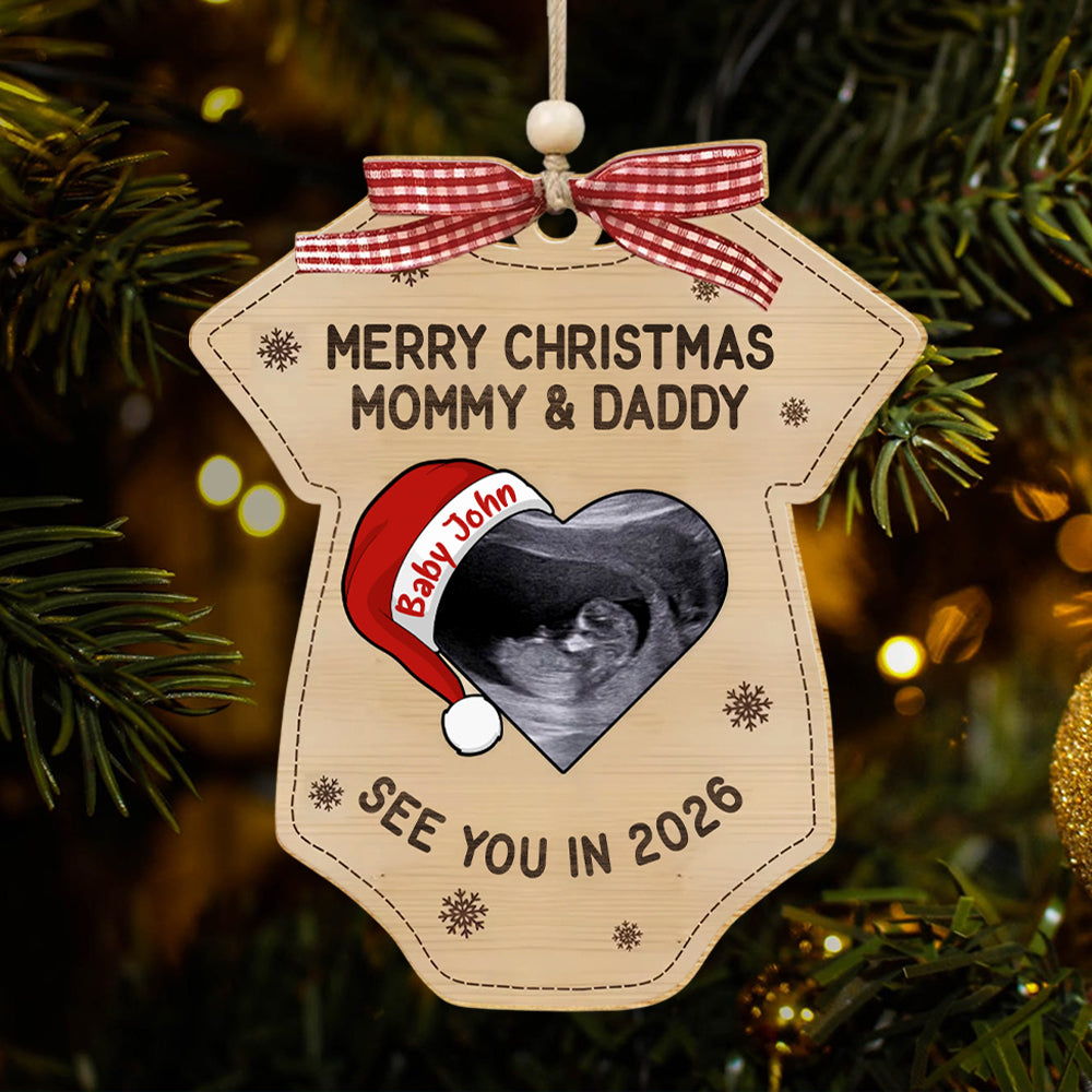 Baby Expecting See You In 2026, Personalized Wooden Ornament,  Mommy Daddy Gift  T1807 Hv01