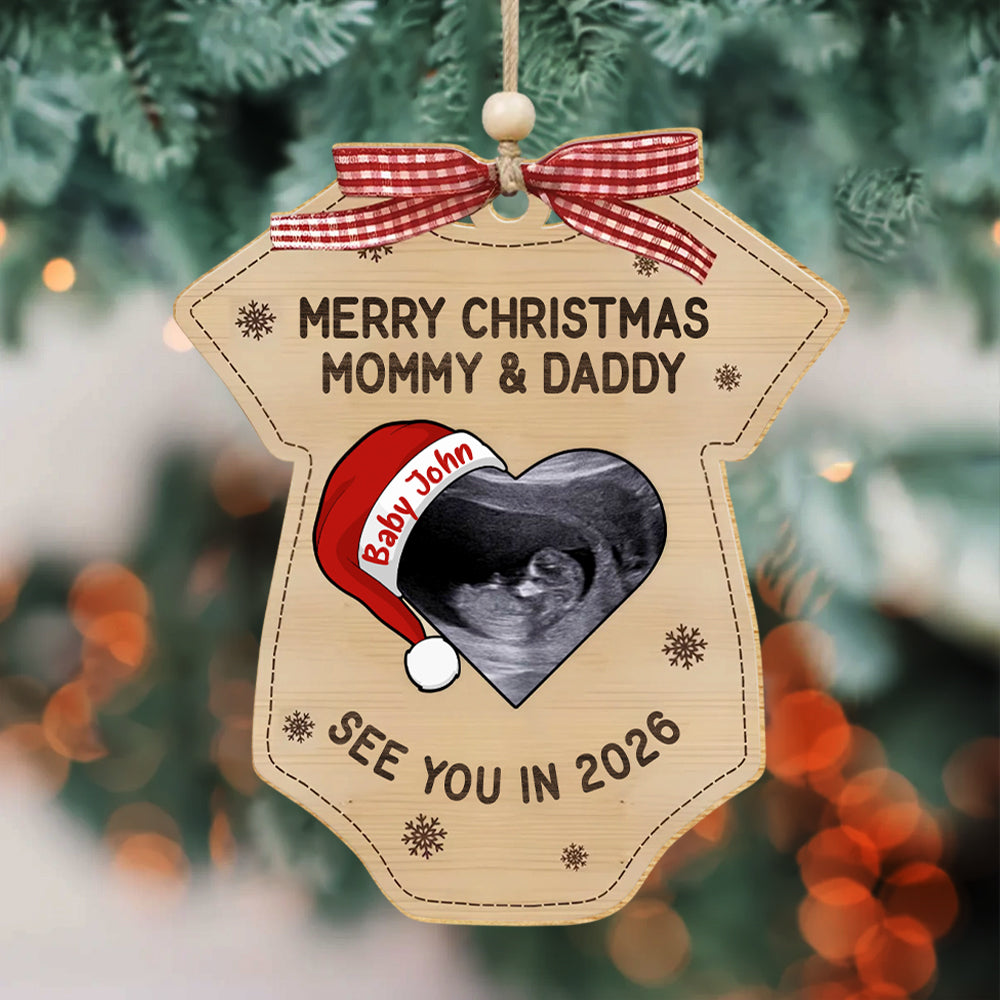 Baby Expecting See You In 2026, Personalized Wooden Ornament,  Mommy Daddy Gift  T1807 Hv01