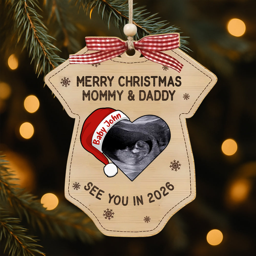 Baby Expecting See You In 2026, Personalized Wooden Ornament,  Mommy Daddy Gift  T1807 Hv01