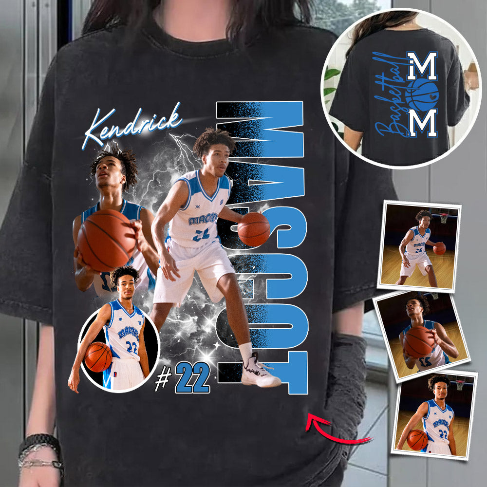 Custom Photo Basketball Player Shirt, Personalized Team Name School Name Bootleg Shirt For Basketball Mom Li29