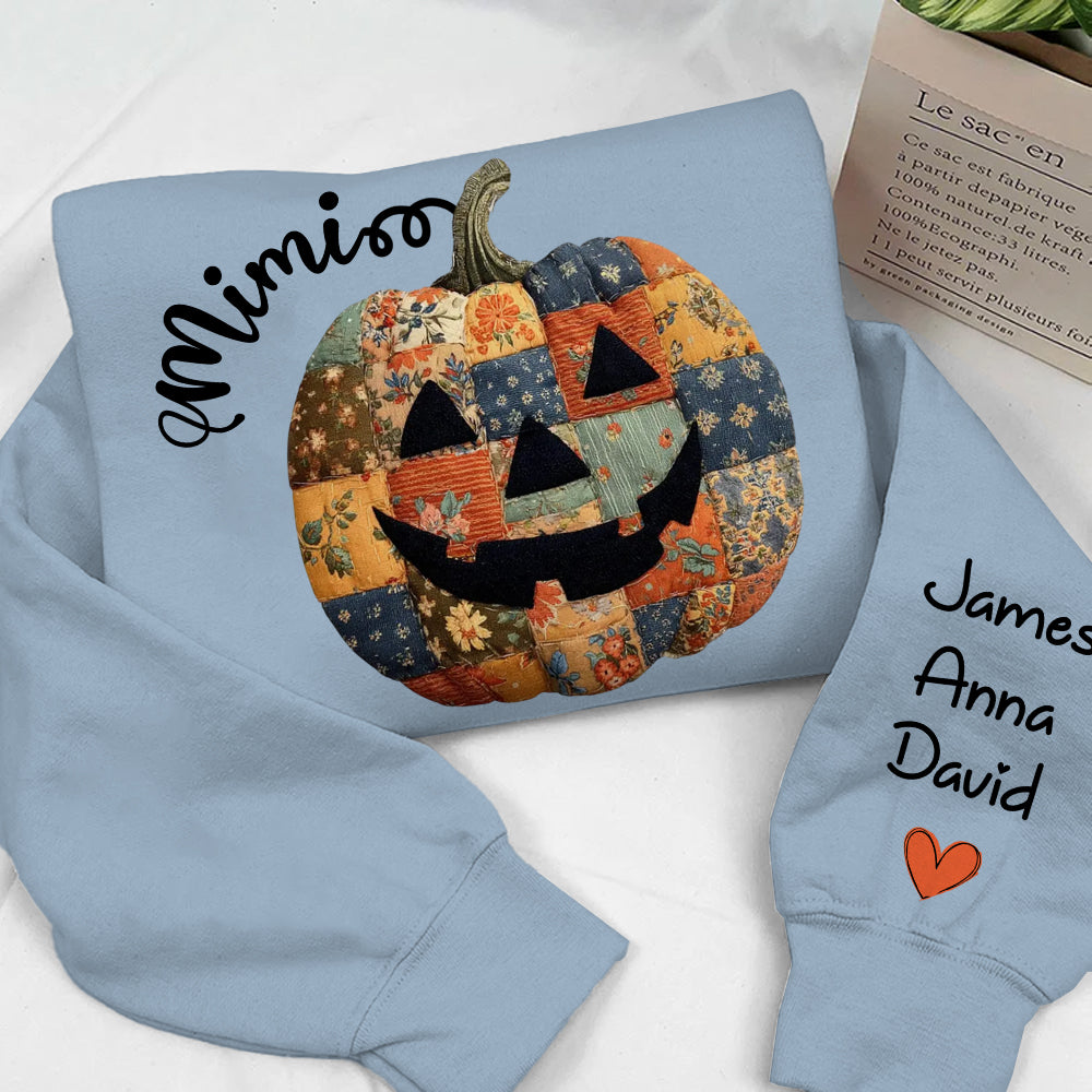 Personalized Mimi Pumpkin Sweatshirt, Custom Halloween Gift for Grandma With Grandkids' Names Nh00