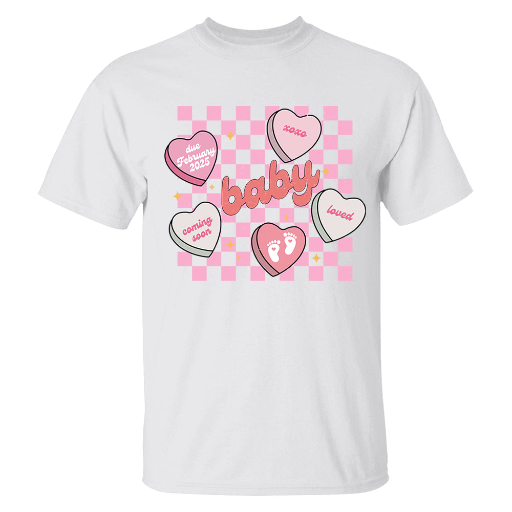 Custom Valentines Day Sweatshirt Pregnancy Announcement Gift, Valentines Day Baby Reveal Sweater, Pregnant Maternity Announcement Crewneck For Mom Tu20