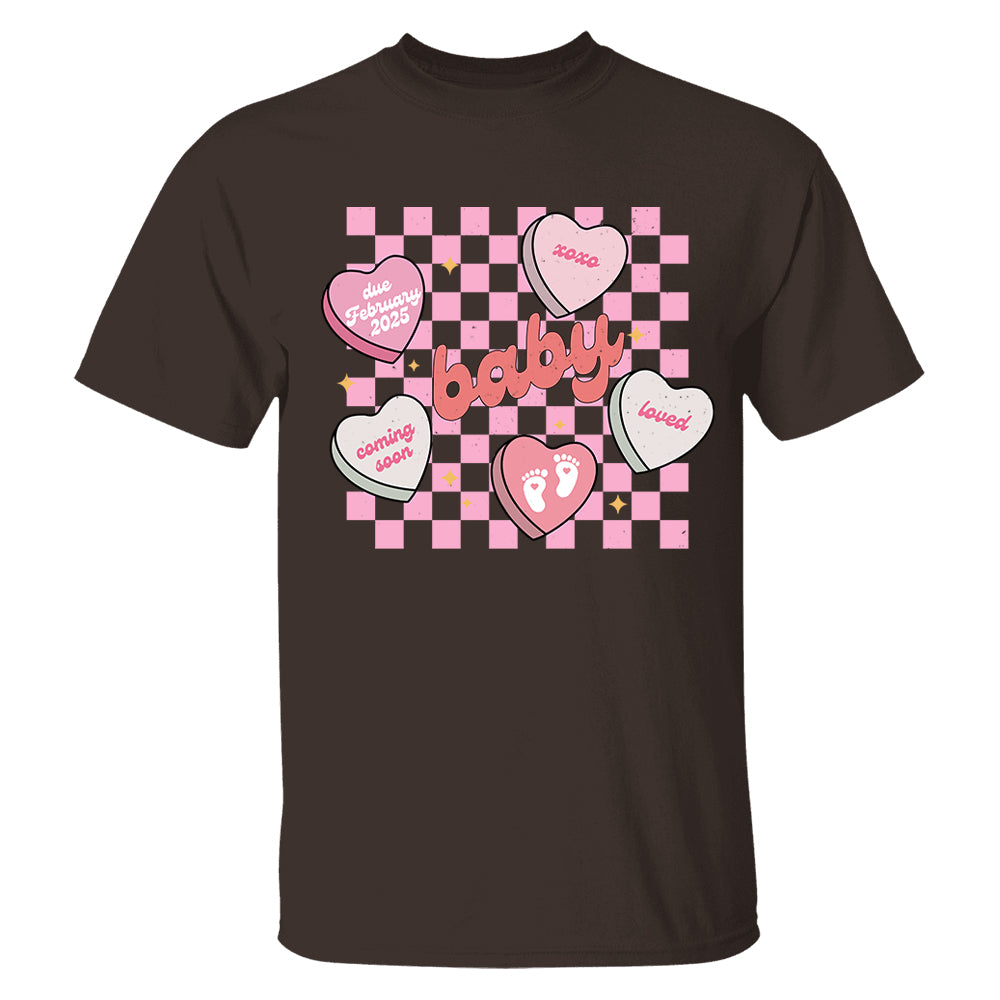 Custom Valentines Day Sweatshirt Pregnancy Announcement Gift, Valentines Day Baby Reveal Sweater, Pregnant Maternity Announcement Crewneck For Mom Tu20