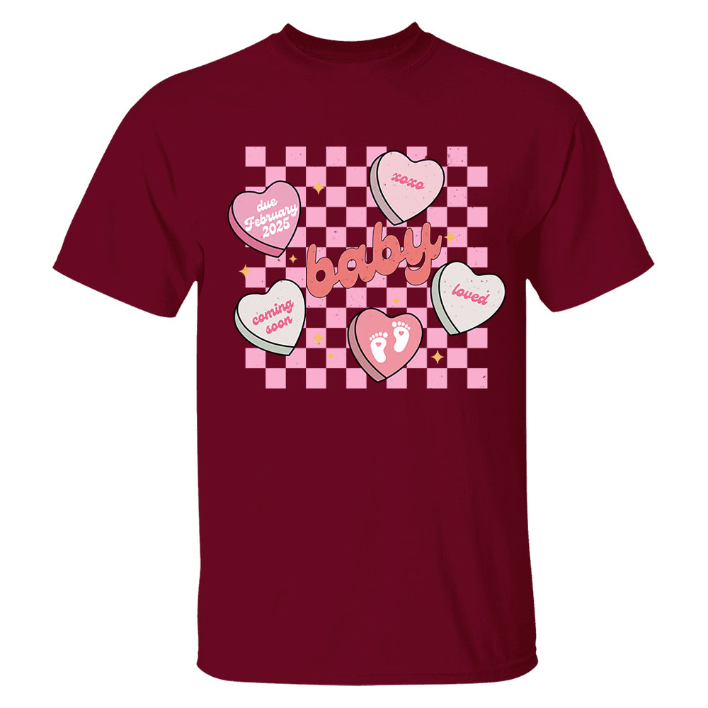 Custom Valentines Day Sweatshirt Pregnancy Announcement Gift, Valentines Day Baby Reveal Sweater, Pregnant Maternity Announcement Crewneck For Mom Tu20