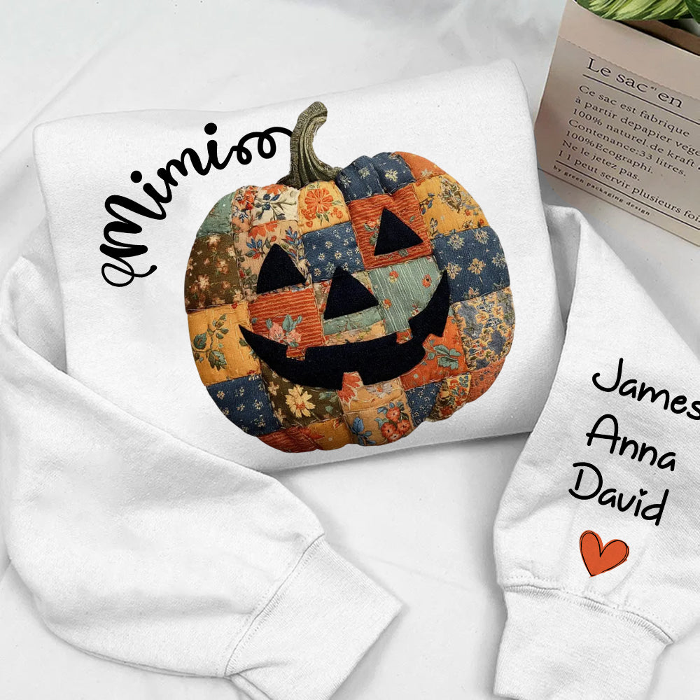 Personalized Mimi Pumpkin Sweatshirt, Custom Halloween Gift for Grandma With Grandkids' Names Nh00