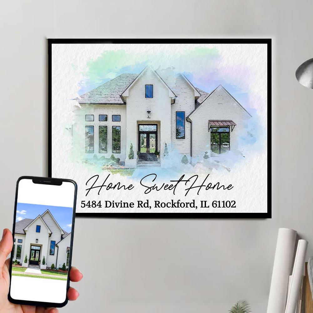 Watercolor Sketch of Your Home | Personalized Digital House Artwork. Custom Thoughtful Housewarming Gift, Unique Poster Wall Art Nh00