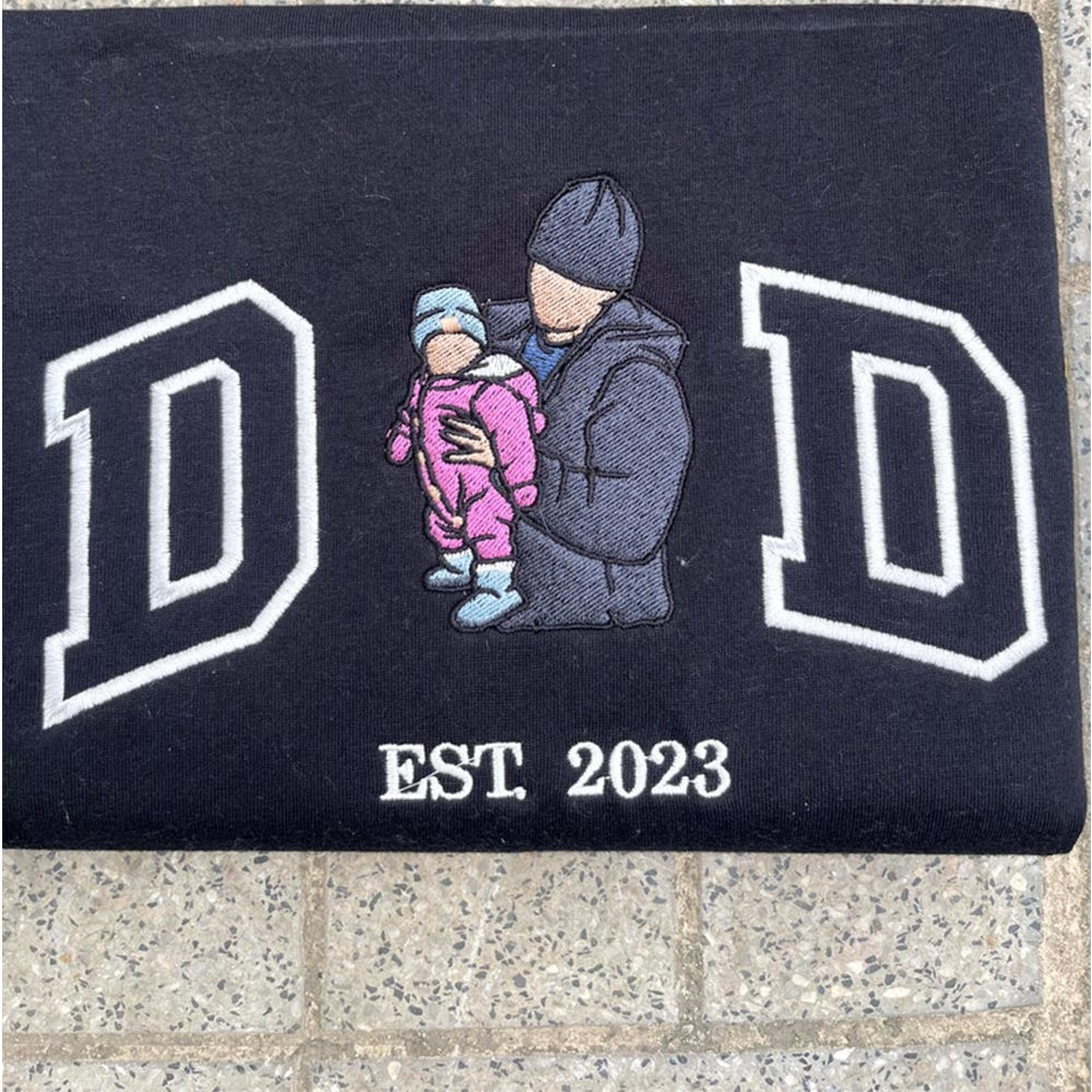 Embroidered Dad T-shirt, Embroidery Photo, Custom Embroidered Shirt, Custom Photo Shirt, Custom Picture, Fathers Day Shirt Vr2