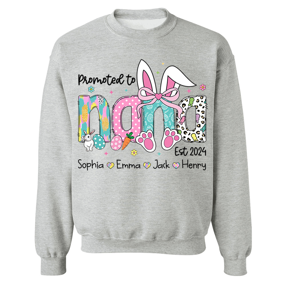 Promoted to Grandma, Personalized Grandma Peeps Easter Shirt, Custom Nickname And Kids T1807 VH01
