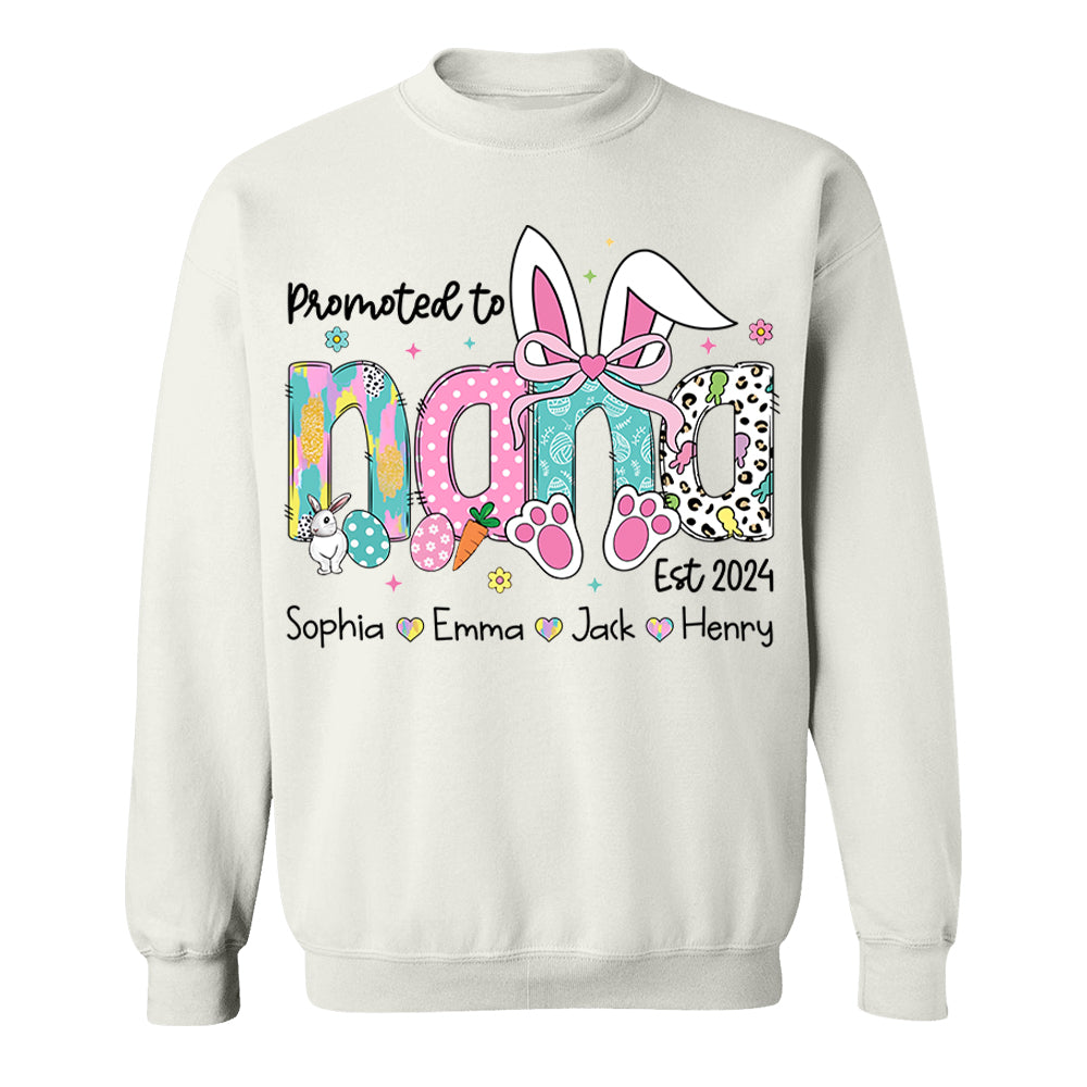 Promoted to Grandma, Personalized Grandma Peeps Easter Shirt, Custom Nickname And Kids T1807 VH01
