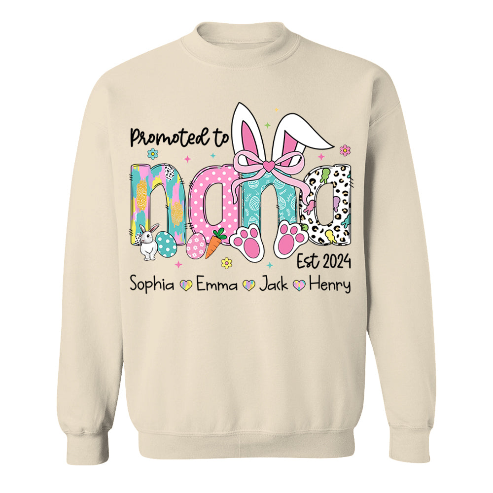 Promoted to Grandma, Personalized Grandma Peeps Easter Shirt, Custom Nickname And Kids T1807 VH01